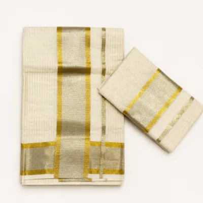 Kerala Kasavu Cotton Saree - Set2