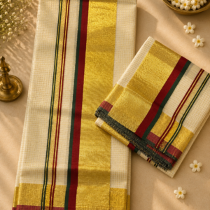 Kerala Kasavu Cotton Saree - Set1