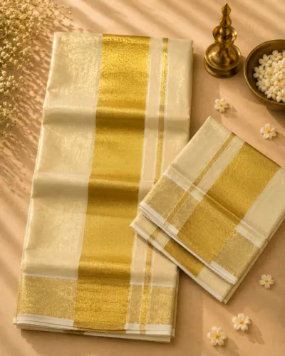 Kerala Kasavu Cotton Saree - Set3