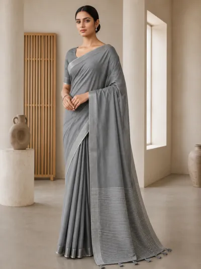 Linen Cotton Saree - CHARULATA01