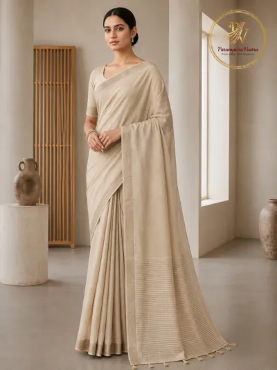 Linen Cotton Saree - CHARULATA03