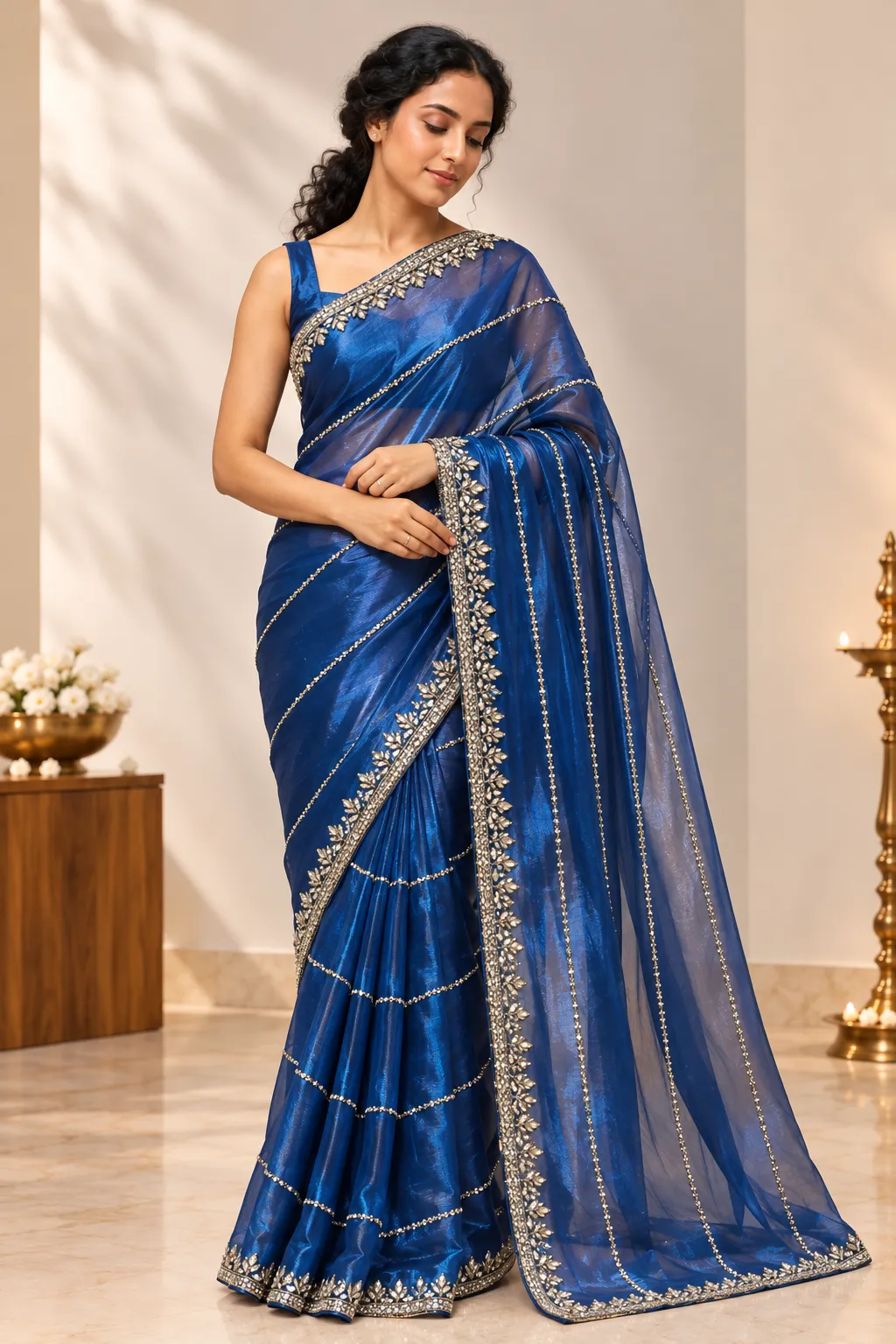 Royal Blue Saree Elegance