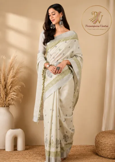Linen Saree - ZARI02