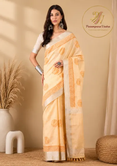 Linen Saree - ZARI03