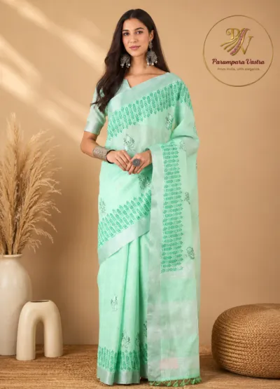 Linen Saree - ZARI05