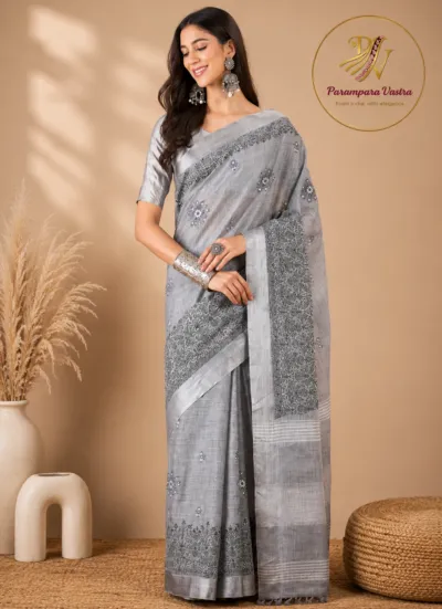 Linen Saree - ZARI06
