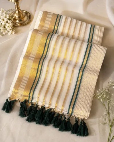 Green Mul Cotton Saree - mul005