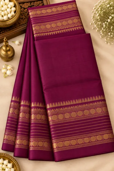 Pink Chettinad Cotton Saree - CH002