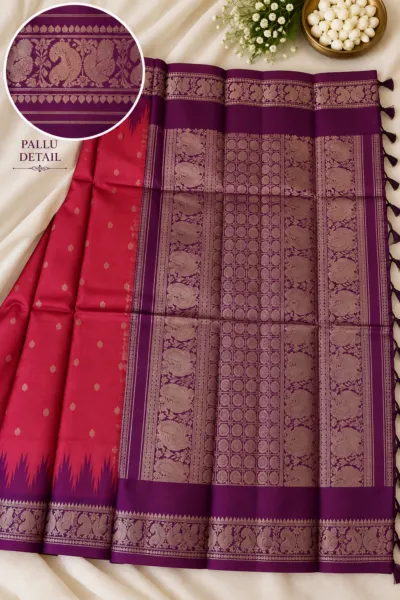 Pink Violet Tussar Silk -TA002