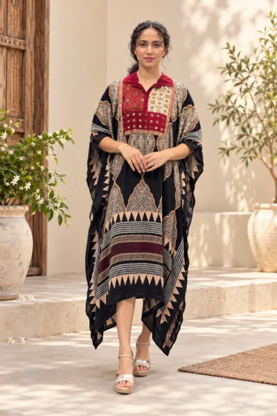 Pure Modal Silk Ajrakh Kaftan- KA02