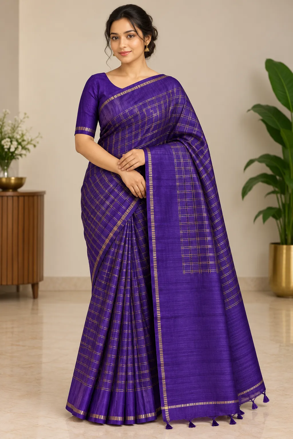Elegant Purple Silk Saree Portrait