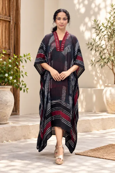 Pure Modal Silk Ajrakh Kaftan- KA07
