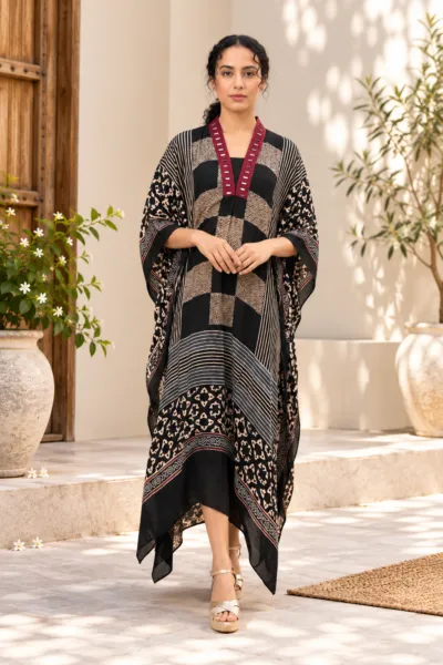 Pure Modal Silk Ajrakh Kaftan - KA01
