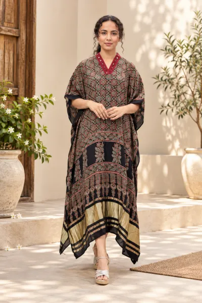 Pure Modal Silk Ajrakh Kaftan- KA03