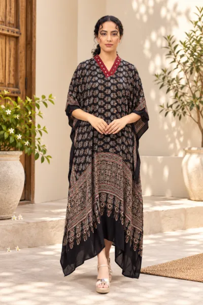Pure Modal Silk Ajrakh Kaftan- KA04