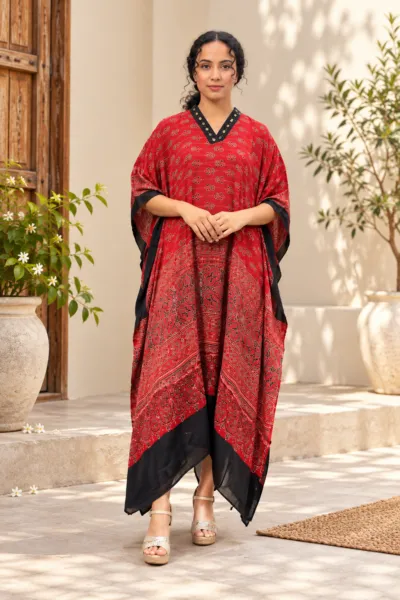Pure Modal Silk Ajrakh Kaftan- KA06